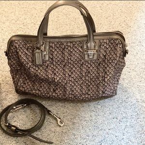 Coach NWOT silver gray with print satchel-FINAL Price!!